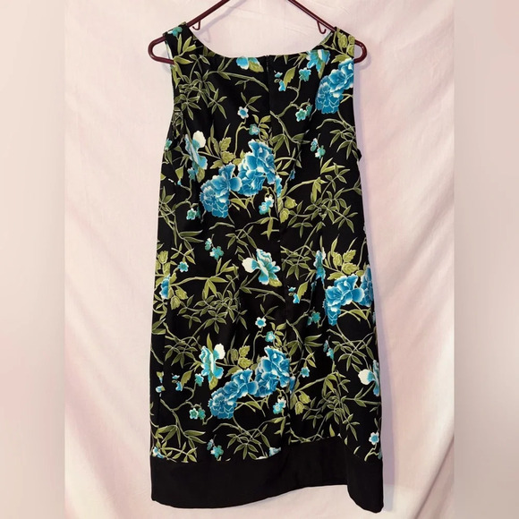 AB Studio Black Dress with Blue Floral Design - Picture 6 of 8